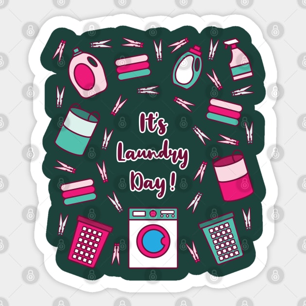 It's Laundry Day | Green Pink | Dark Green Sticker by Wintre2